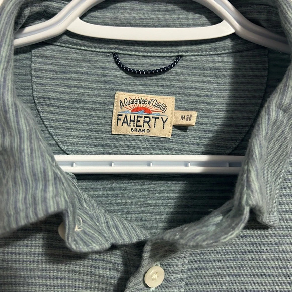 Faherty Striped Super Soft Polo Golf Shirt Classic Design - Picture 2 of 7